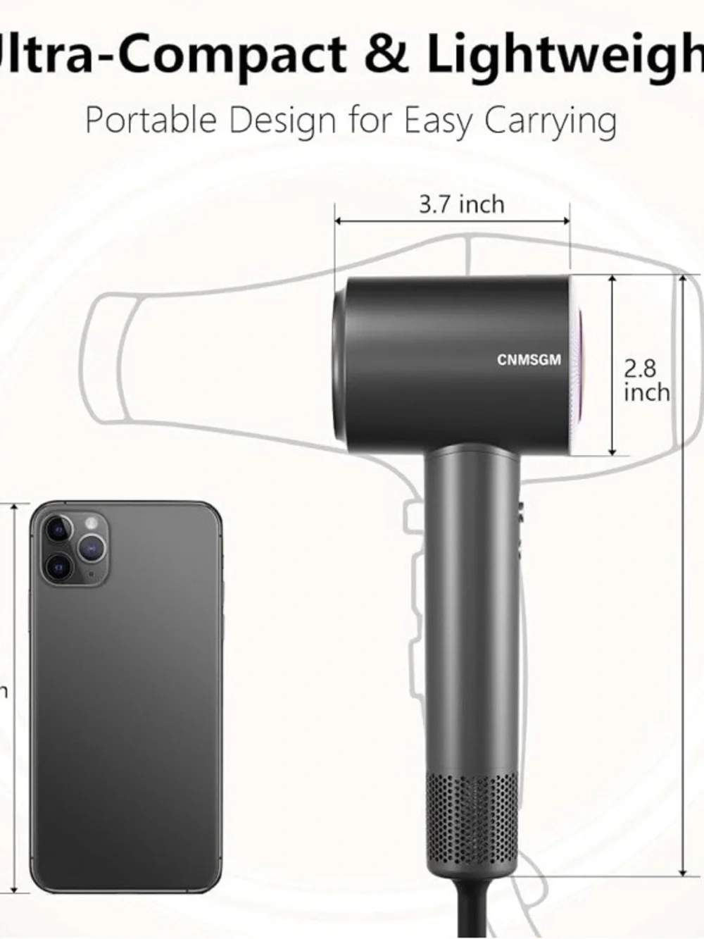 NEW High-Speed Ionic Hair Dryer with Magnetic Diffuser – Fast Drying, Low Noise